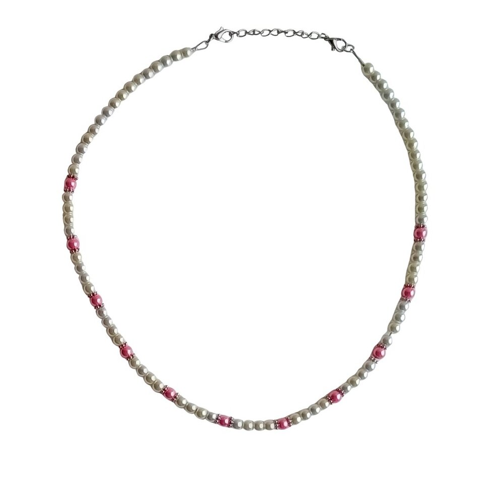 White and pink glass necklace 1790